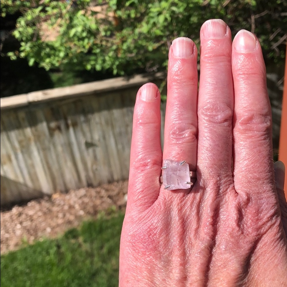 BOUTIQUE ROUGH KUNZITE 925 STERLING SILVER RING, 7 - Picture 7 of 7